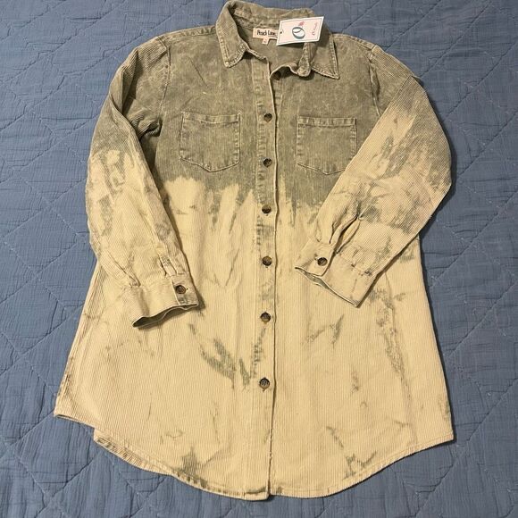 Peach Love Corduroy Tie-Dye Button Down Shacket – Women’s Small NWT - Picture 1 of 6